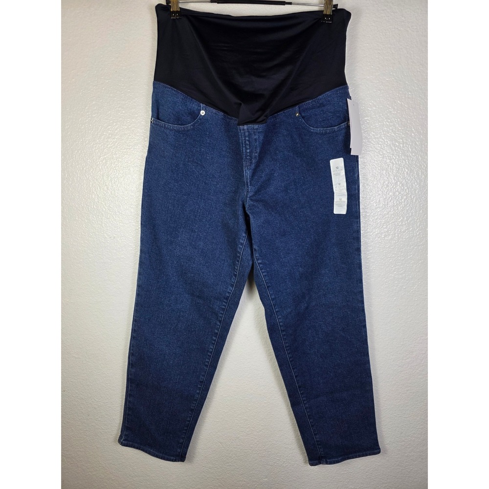 Ingrid & Isabel Target 80s Slim Maternity Jeans Dark Wash Crossover Panel 12